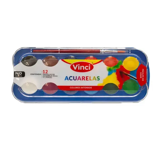 ACUARELA ESCOLAR DIXON COLORES SURTIDOS CON 12 PASTILLAS