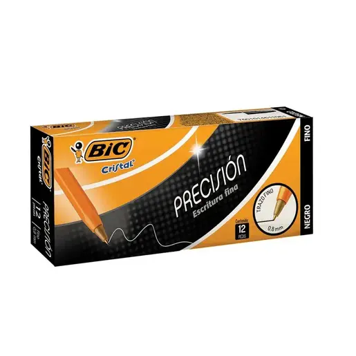 BOLíGRAFO BIC CRISTAL PRECISIóN COLOR NEGRO PUNTO FINO