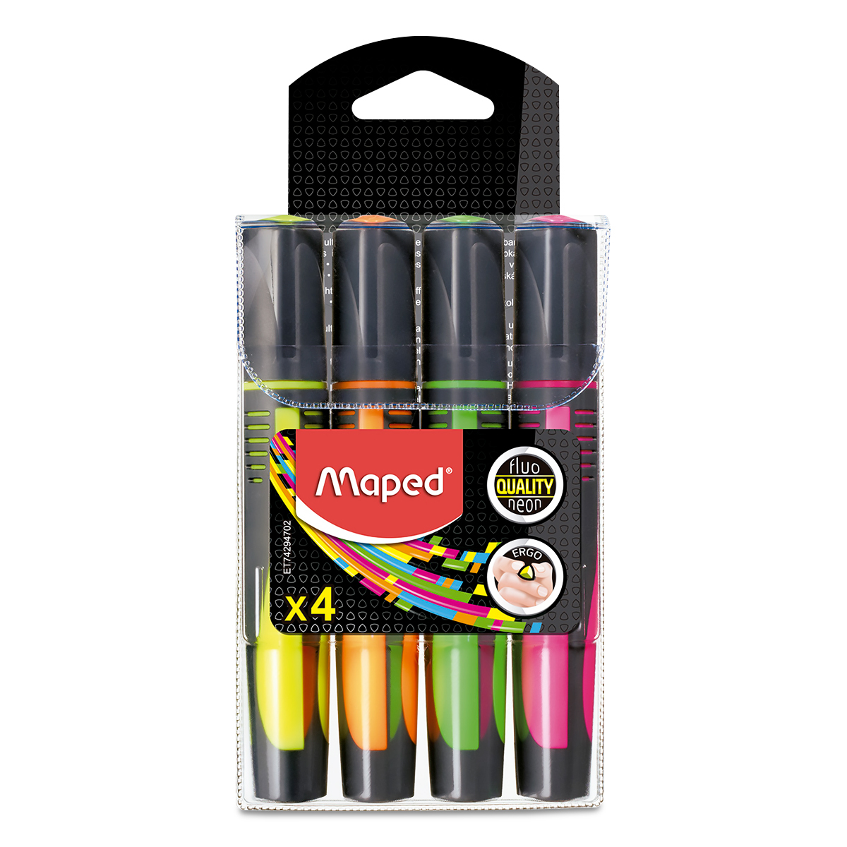 MARCADOR  FLUORESCENTE NEON MAPED SURTIDO BLISTER 4 PIEZAS